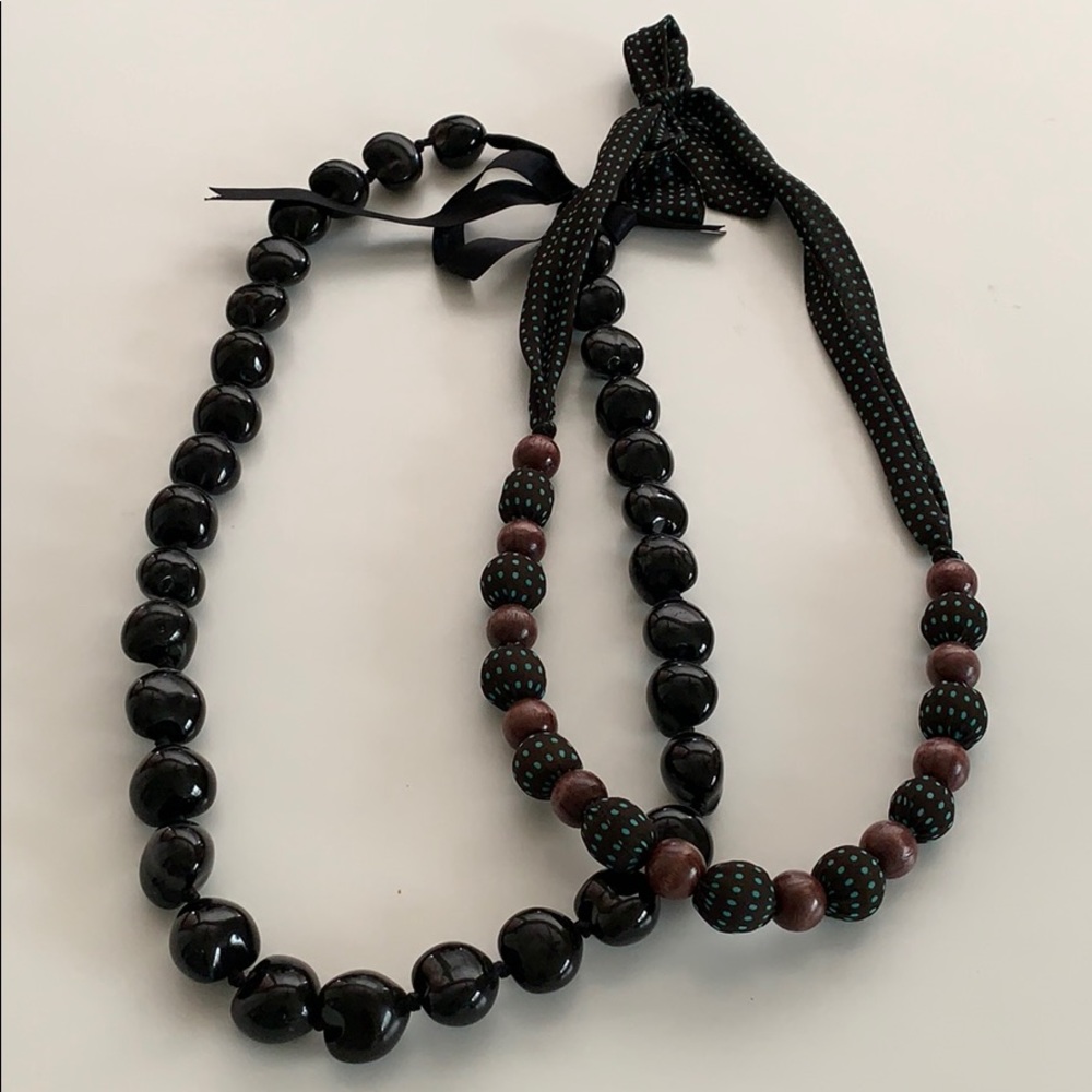 Chunky beaded long necklace bundle